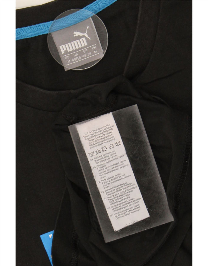 PUMA Mens Graphic T-Shirt Top Medium Black Cotton