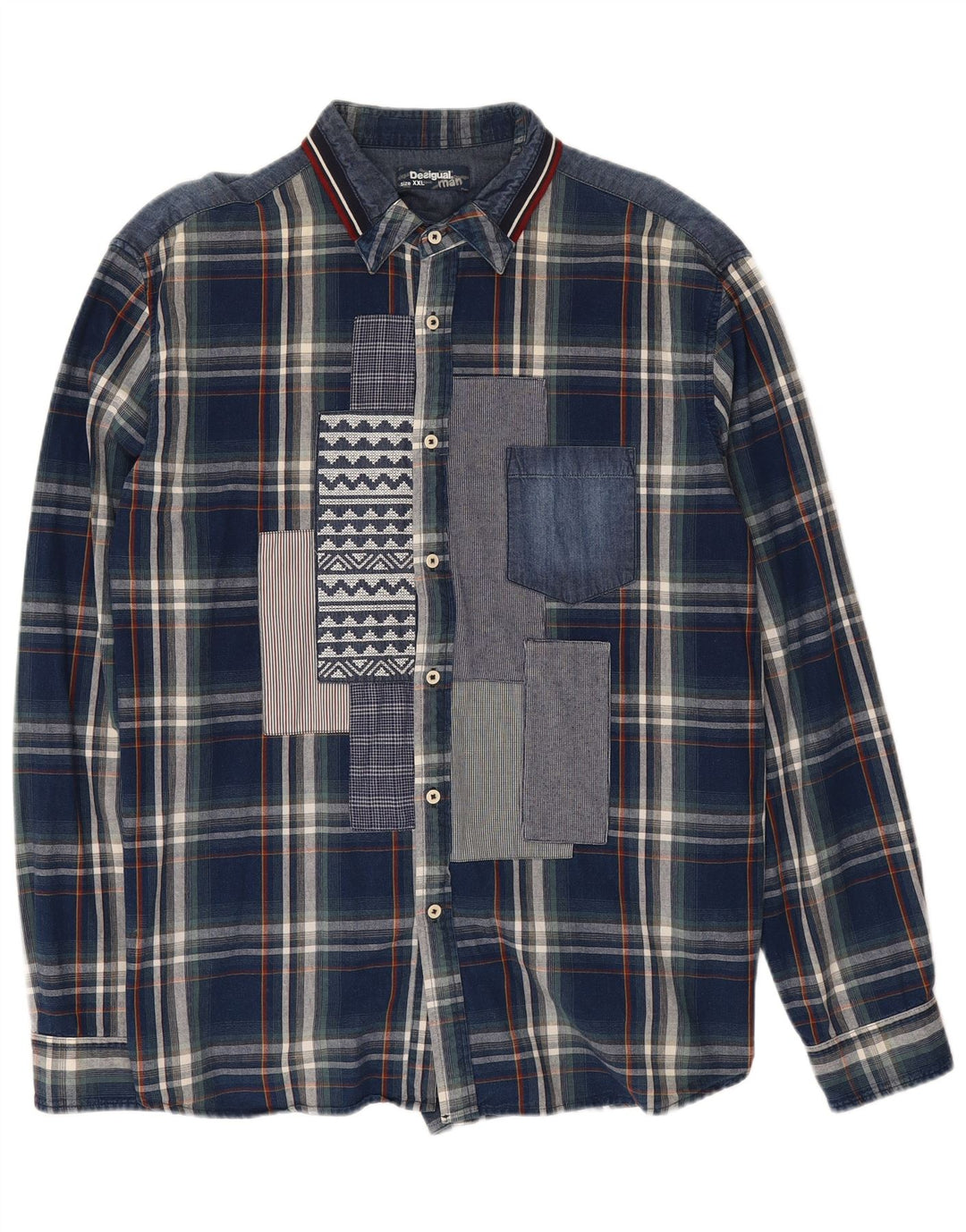 Koszula męska Desigual 2XL, bawełniana, granatowa w kratkę