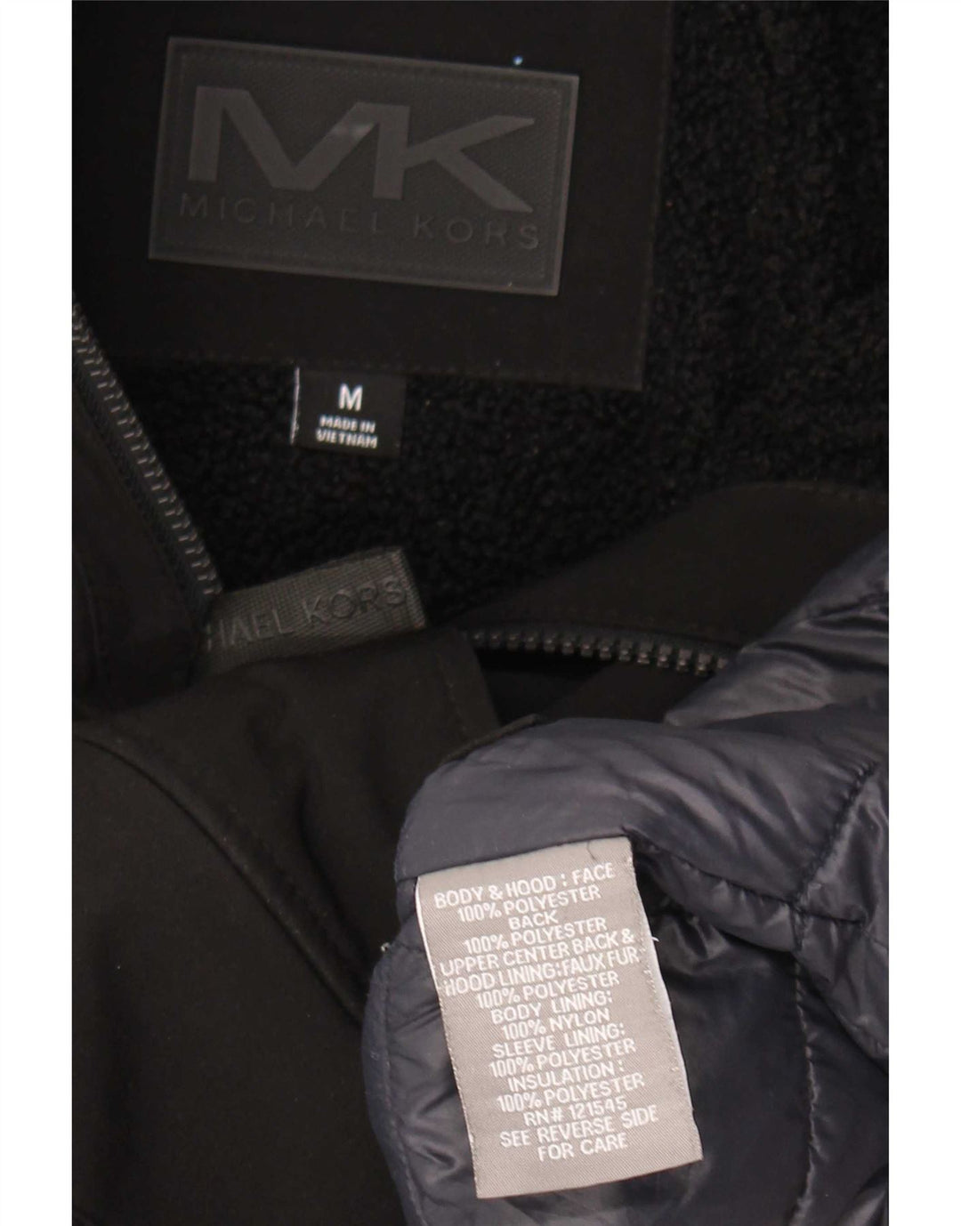 Michael Kors Męska kurtka wiatrówka z kapturem UK 38 Średni czarny poliester
