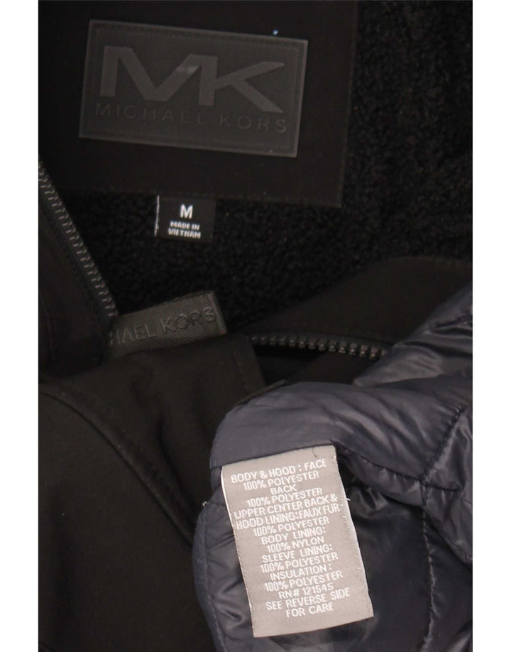 Michael Kors Męska kurtka wiatrówka z kapturem UK 38 Średni czarny poliester