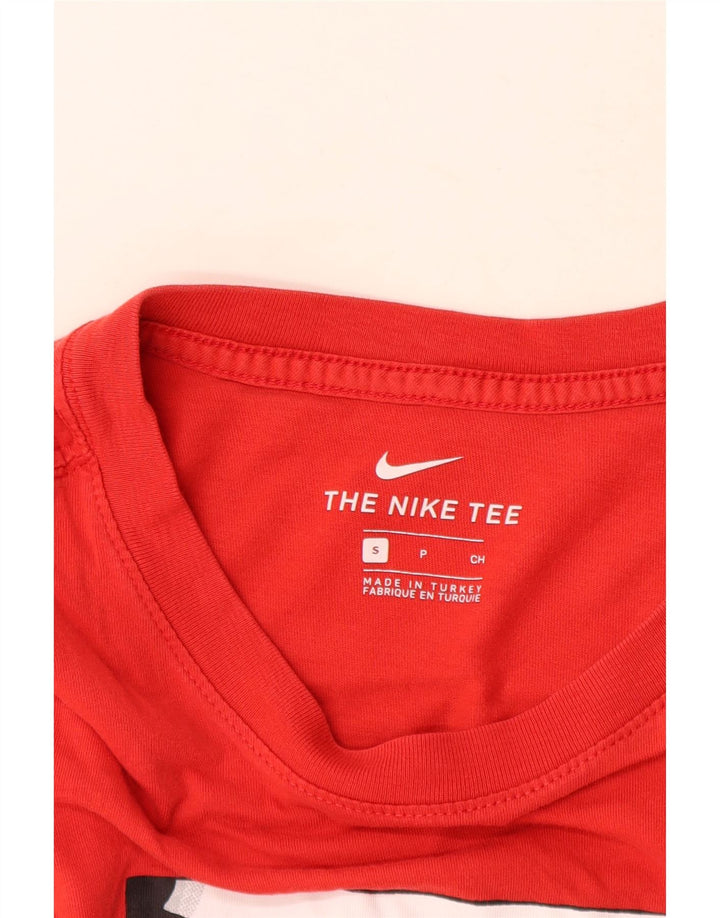 Męski T-shirt z grafiką Nike, mały, czerwony, bawełniany