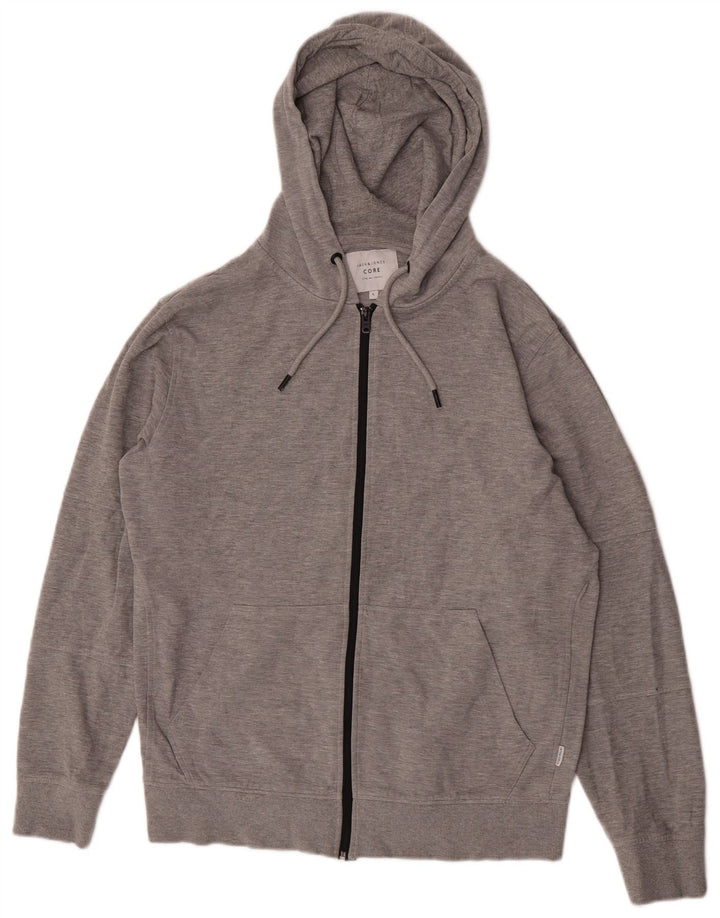 Męski sweter z kapturem i zamkiem Jack & Jones, duży, szary, bawełniany
