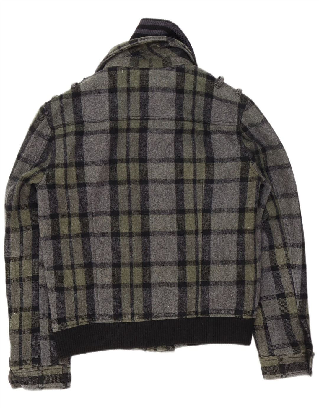Męska kurtka bomber w stylu vintage UK 40, duża, szara wełna w kratkę