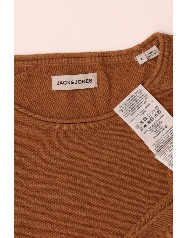 Męski sweter Jack & Jones z okrągłym dekoltem, duży, brązowy, bawełniany