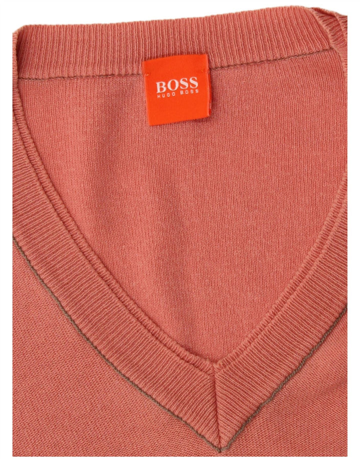 Męski sweter Hugo Boss z dekoltem w kształcie litery V, średnio różowy