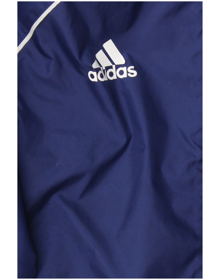 Chłopięca kurtka przeciwdeszczowa Adidas z kapturem, 11-12 lat, granatowa, nylonowa