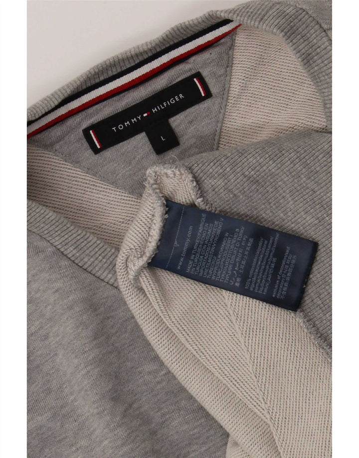 Męska bluza Tommy Hilfiger, duża, szara, z blokami kolorów, bawełniana