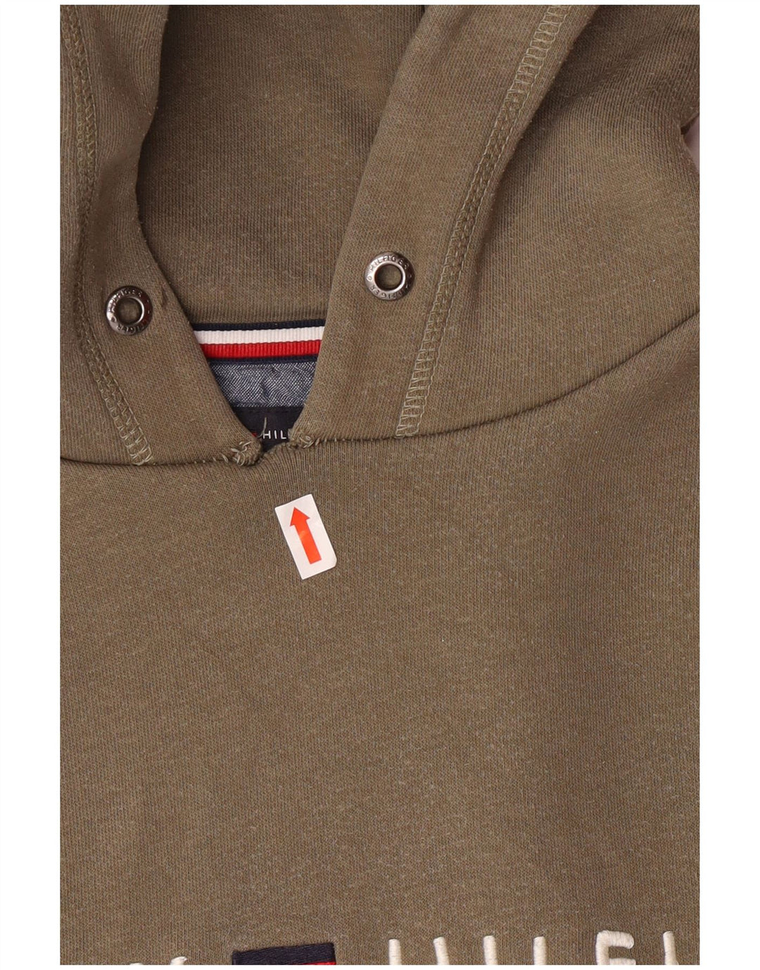 Męski sweter z kapturem i grafiką Tommy Hilfiger, średniej wielkości bawełna khaki