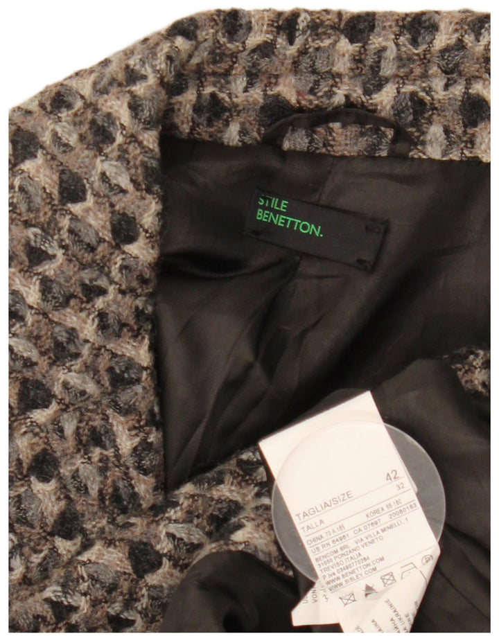 Płaszcz damski Benetton IT 42 Średni szary geometryczny wełniany