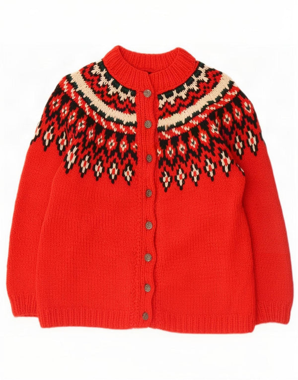 Sweter damski w stylu vintage UK 16 Large Red Fair Isle