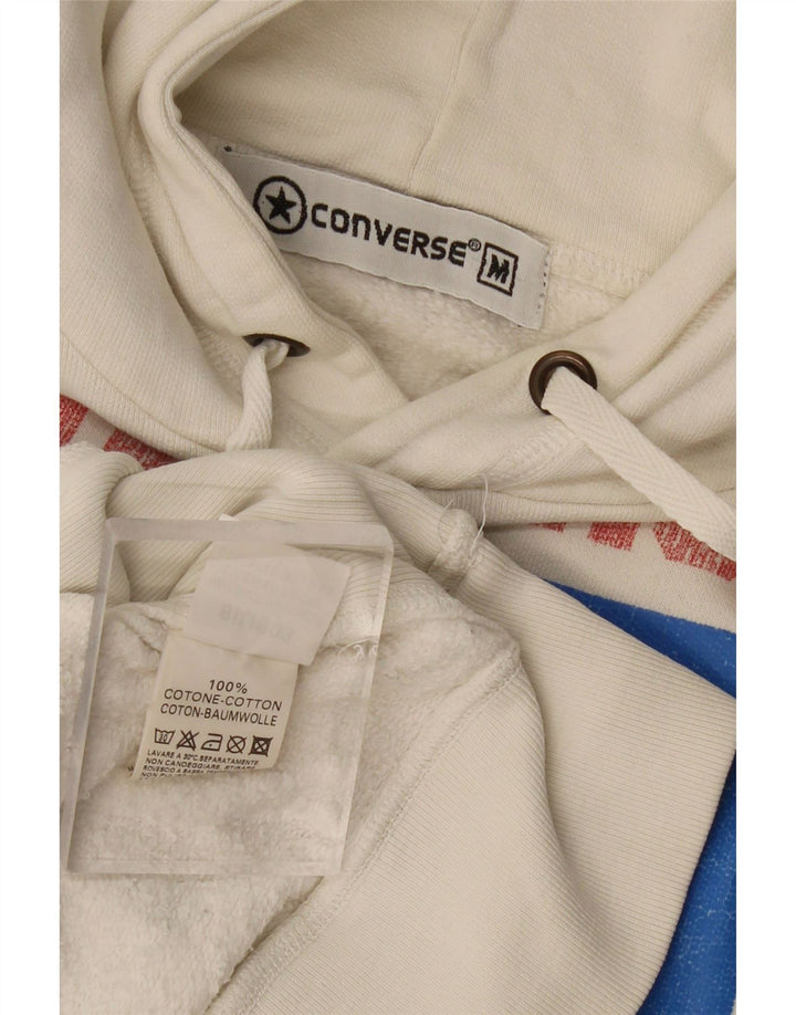 CONVERSE Mens Graphic Hoodie Jumper Medium White Cotton
