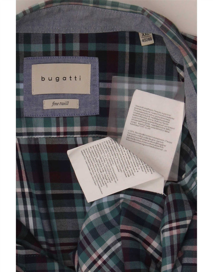 Męska koszula flanelowa Bugatti, rozmiar 45/46, 2XL, bawełniana niebieska kratka