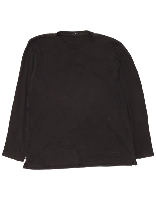 HUGO BOSS Męski top z długim rękawem XL, czarny, bawełniany