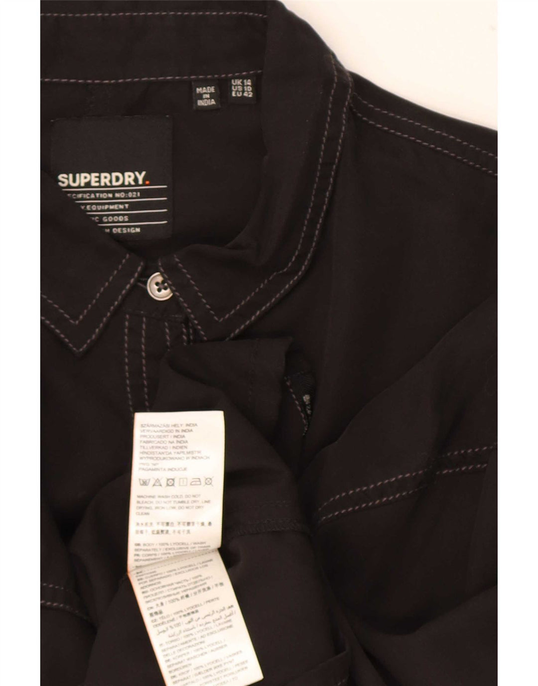 Damska koszula oversize Superdry UK 14, duża, czarna z Lyocellu