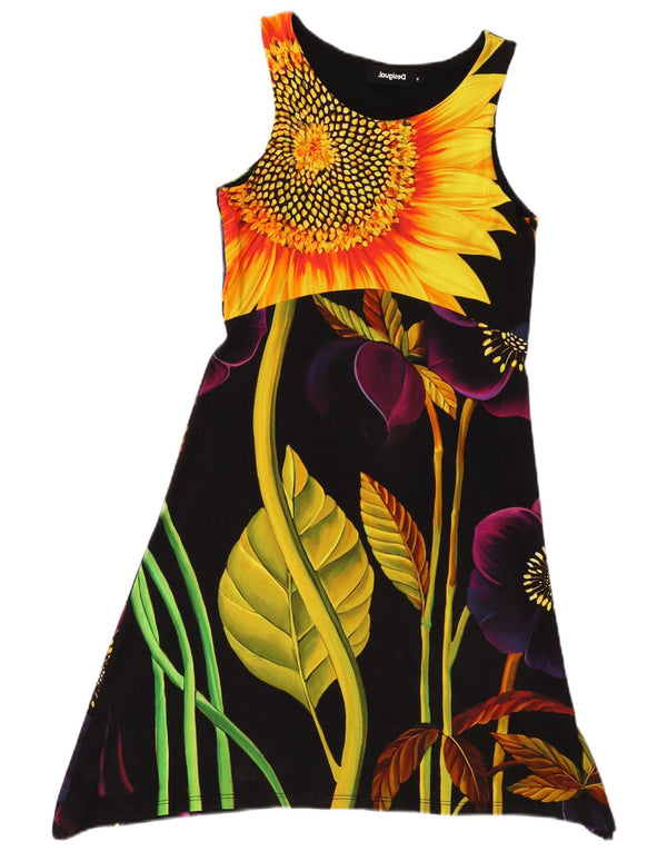 Damska sukienka letnia Desigual Graphic UK 8 Small, czarna w kwiaty, wiskoza