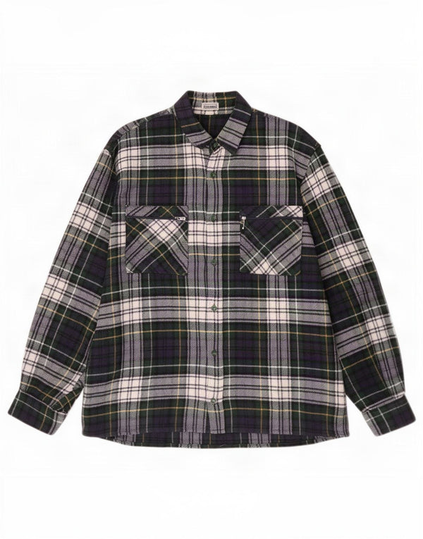 Męska koszula flanelowa w stylu vintage, duża, wełniana w zieloną kratkę