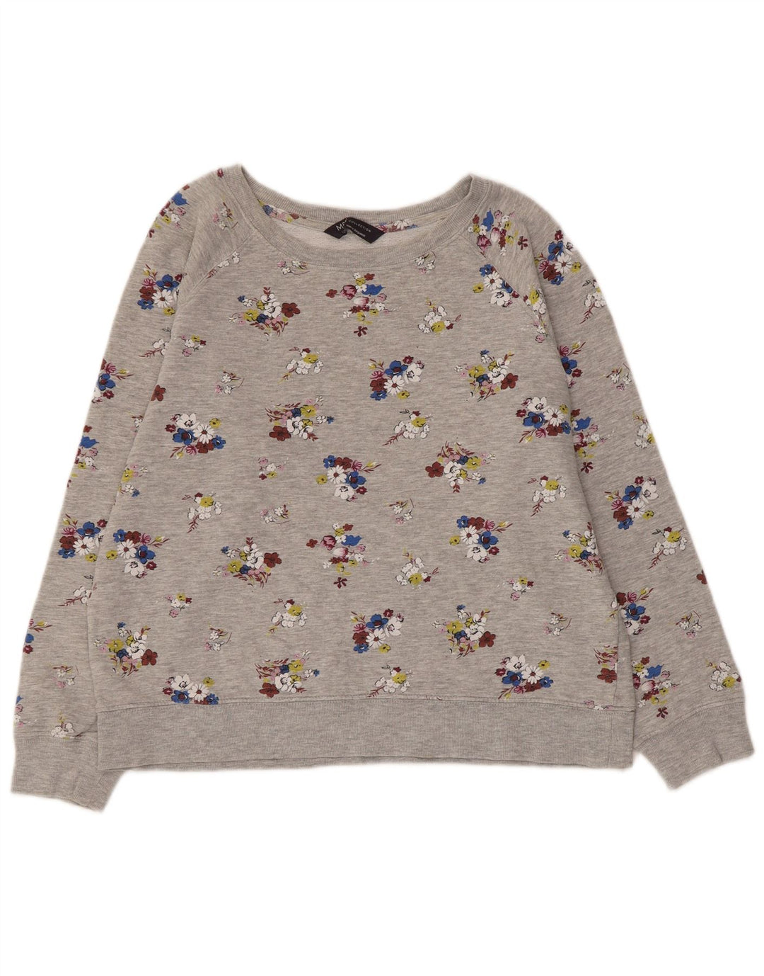 MARKS & SPENCER Damski sweter typu Crop Bluza UK 12 Średni szary w kwiaty