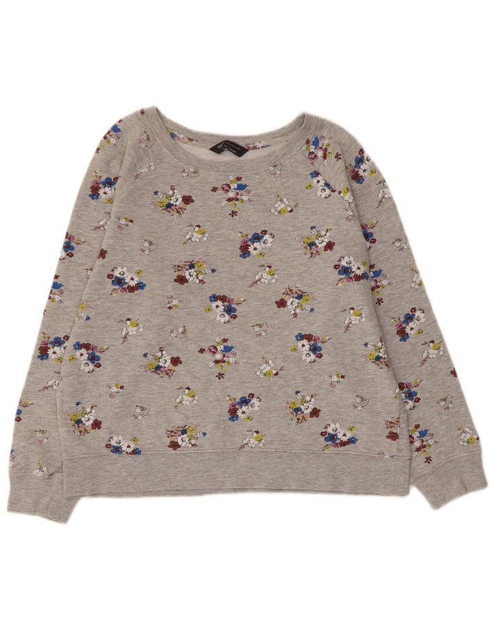 MARKS & SPENCER Damski sweter typu Crop Bluza UK 12 Średni szary w kwiaty