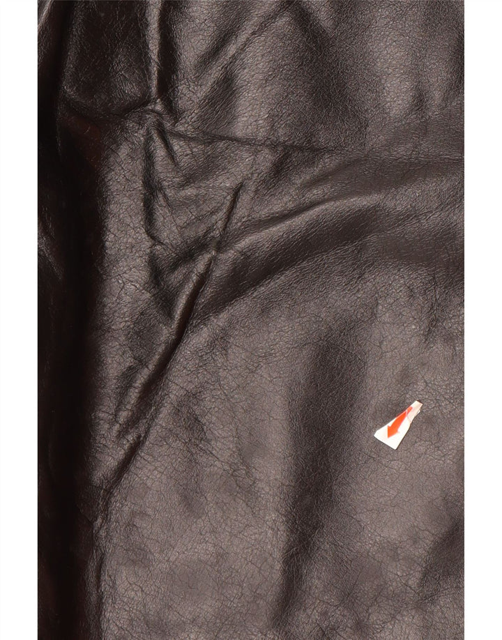 Spodnie damskie DANIER proste skórzane UK 16 duże W34 L31 czarna skóra