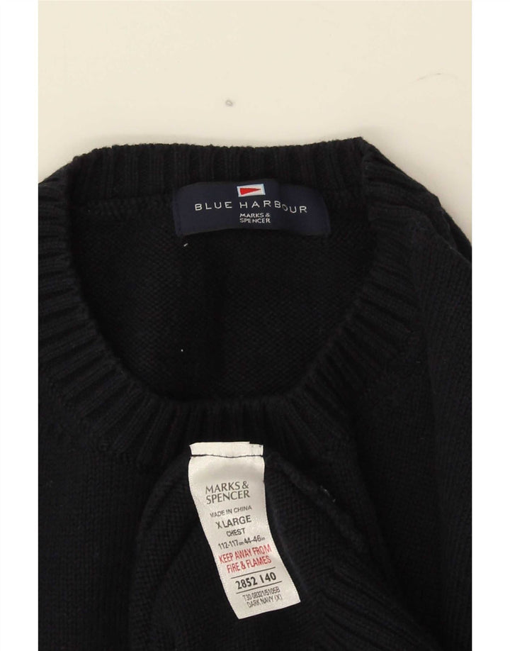 Marks & Spencer Męski niebieski sweter z okrągłym dekoltem i okrągłym dekoltem XL, granatowy