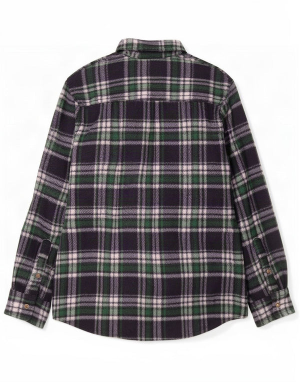 Męska koszula polarowa w stylu vintage XL, granatowa, poliester w kratę