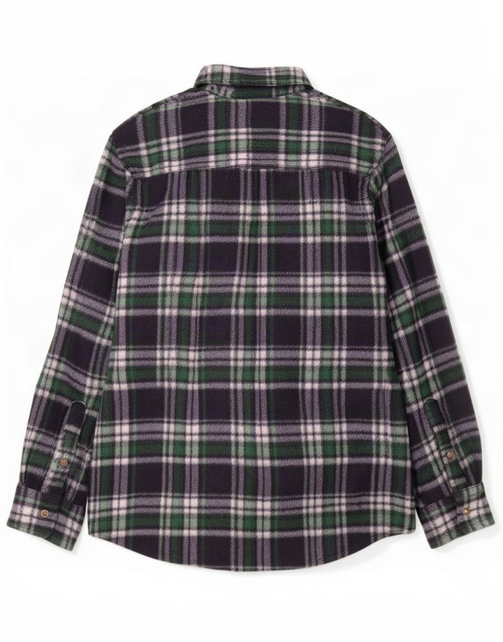 Męska koszula polarowa w stylu vintage XL, granatowa, poliester w kratę