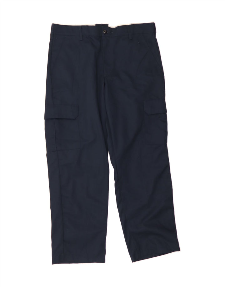 VINTAGE Mens Straight Cargo Trousers W36 L30 Navy Blue Polyester Vintage Vintage and Second-Hand Vintage from Messina Hembry 