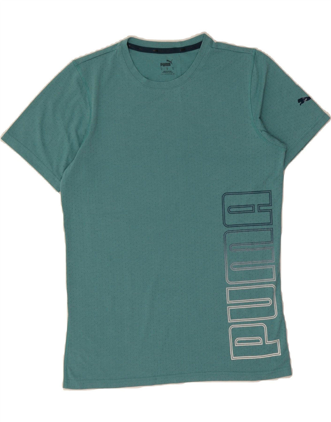 PUMA Mens Graphic T-Shirt Top Small Turquoise Polyester Vintage Puma and Second-Hand Puma from Messina Hembry 