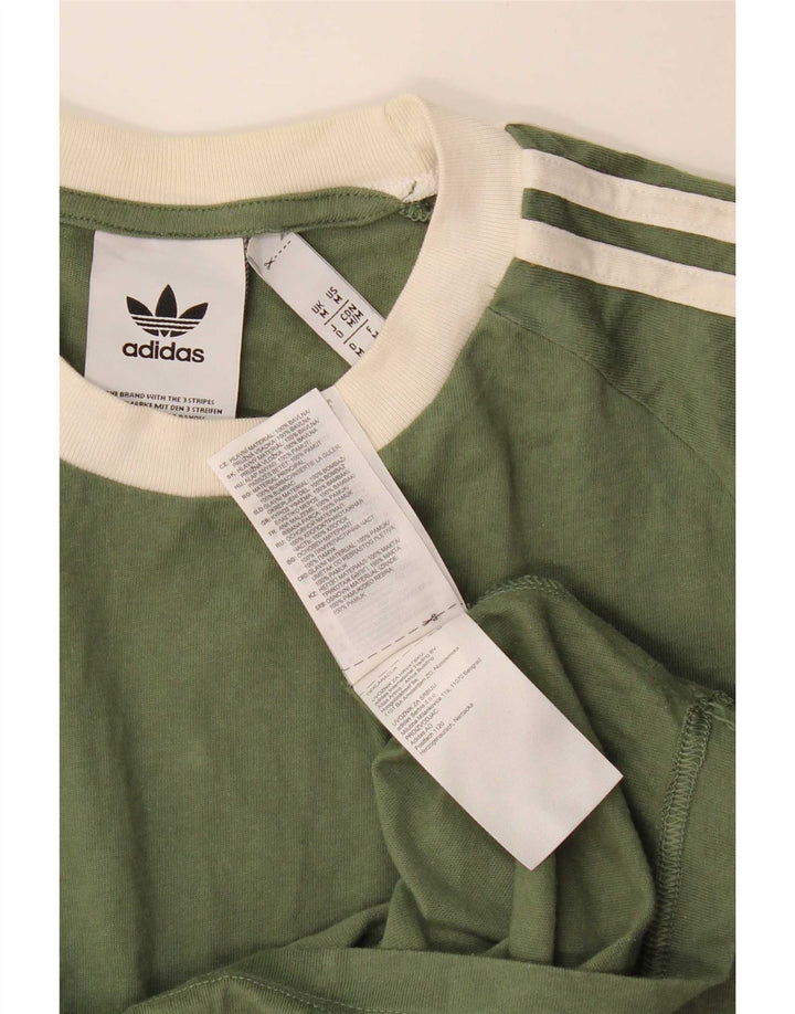 Adidas Męski T-Shirt Top Średni Zielony Kolor Blokowy Bawełniany