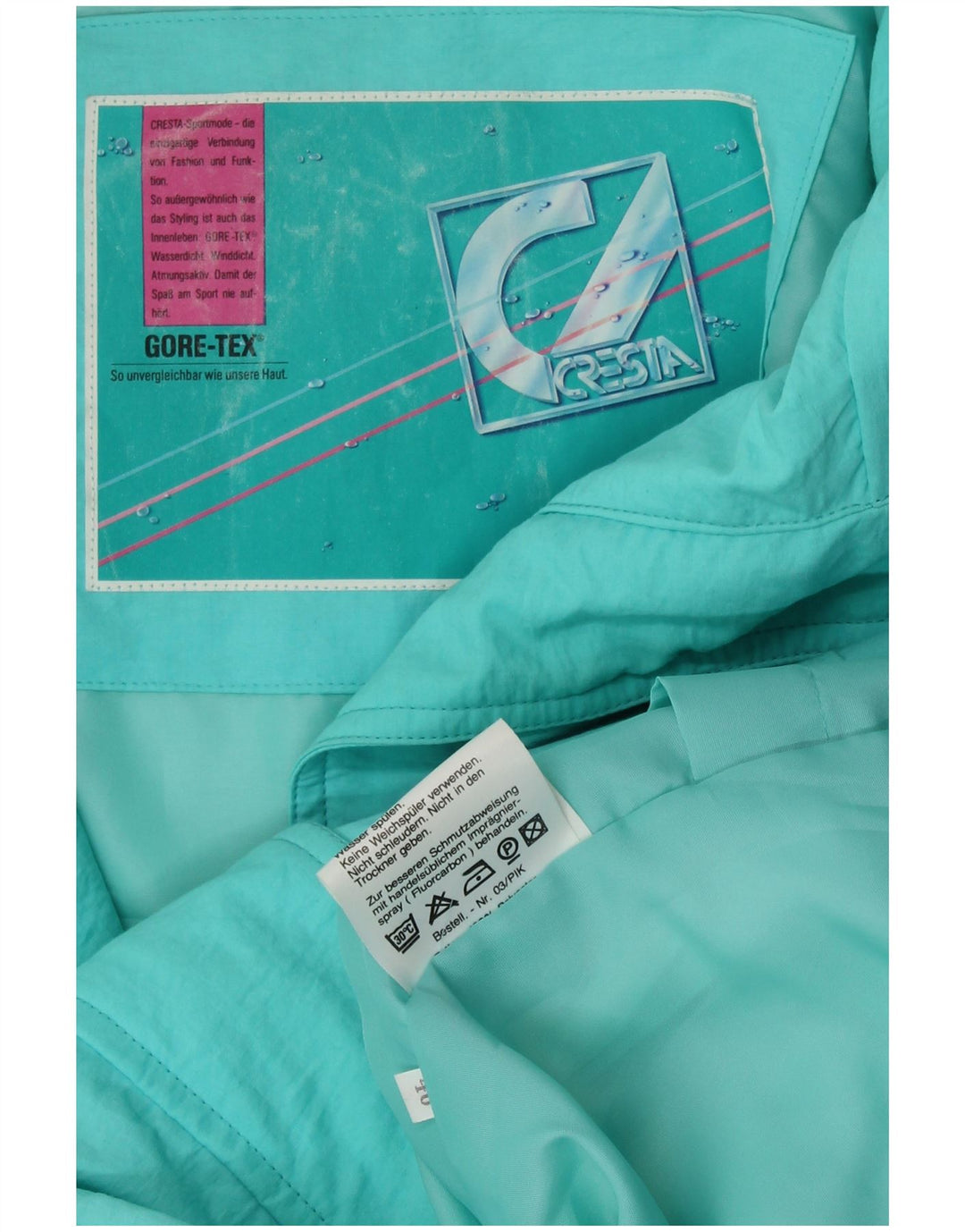 Damska kurtka narciarska oversize CRESTA Gore-Tex EU 40, średnia turkusowa bawełna