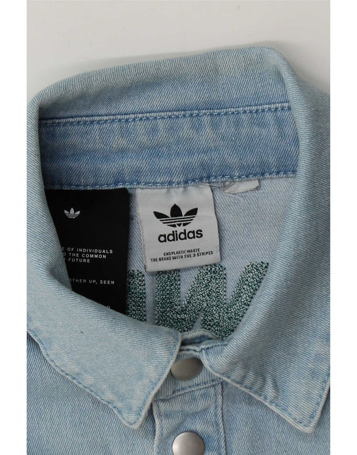 Męska koszulka dżinsowa Adidas Graphic z krótkim rękawem, średnio niebieska