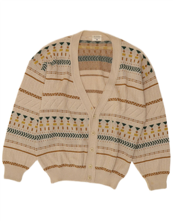 Męski sweter rozpinany VINTAGE Średni beżowy Fair Isle Cotton