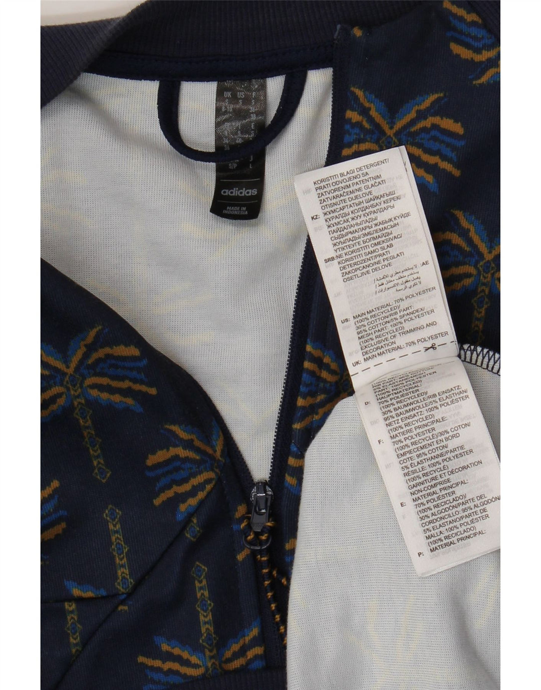 Damska kurtka dresowa ADIDAS UK 8/10, mała, granatowa w kwiaty