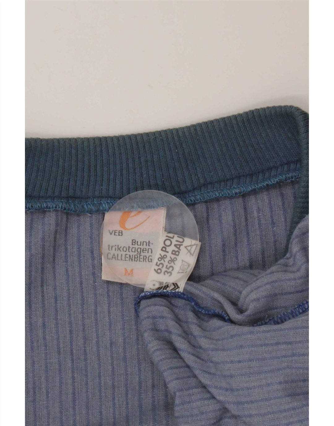 Męski welurowy sweter w stylu vintage, średni niebieski, prążkowany poliester