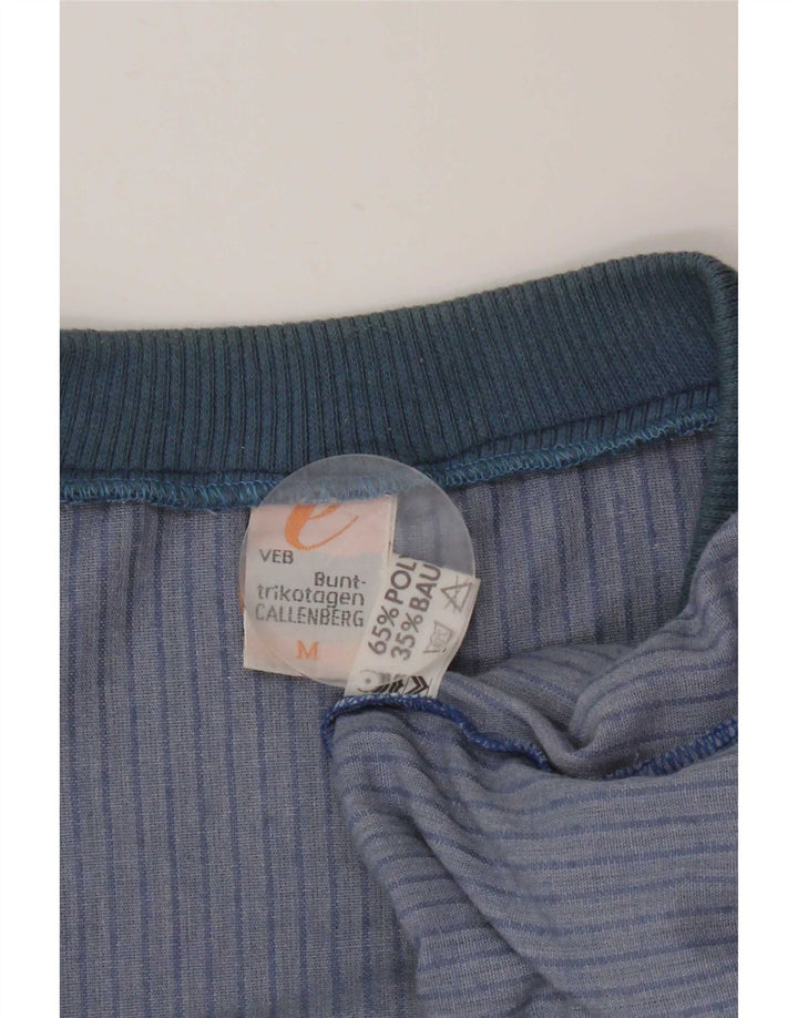 Męski welurowy sweter w stylu vintage, średni niebieski, prążkowany poliester