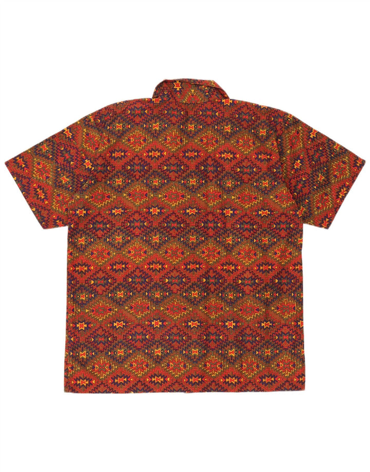 Koszula męska z krótkim rękawem w stylu vintage, duża, wielobarwna, geometryczna bawełna