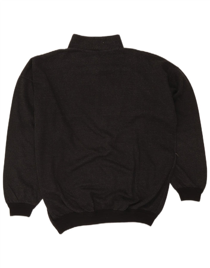Vintage męska bluza z zamkiem 1/4, duża, szara, nakrapiana, retro