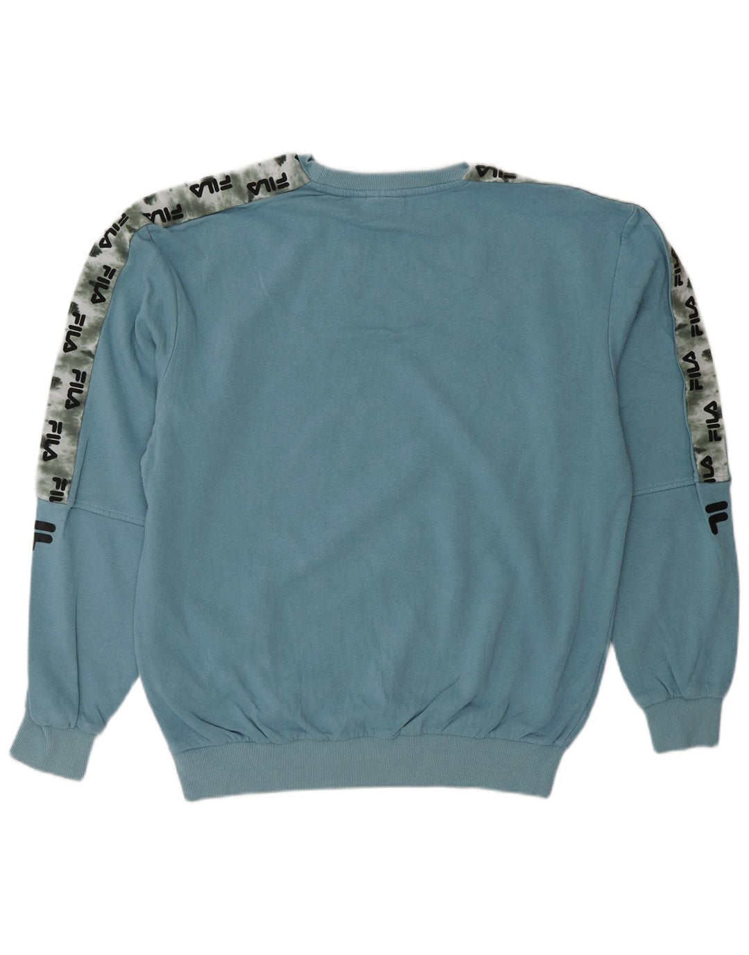 FILA Męska bluza z grafiką, mała, niebieska, bawełniana z blokami kolorów