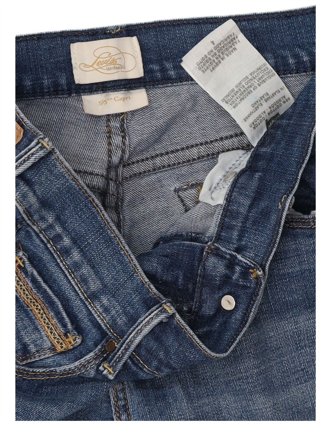 Damskie dżinsy LEVI'S 515 Capri US 4 Małe W28 L20 Niebieska bawełna