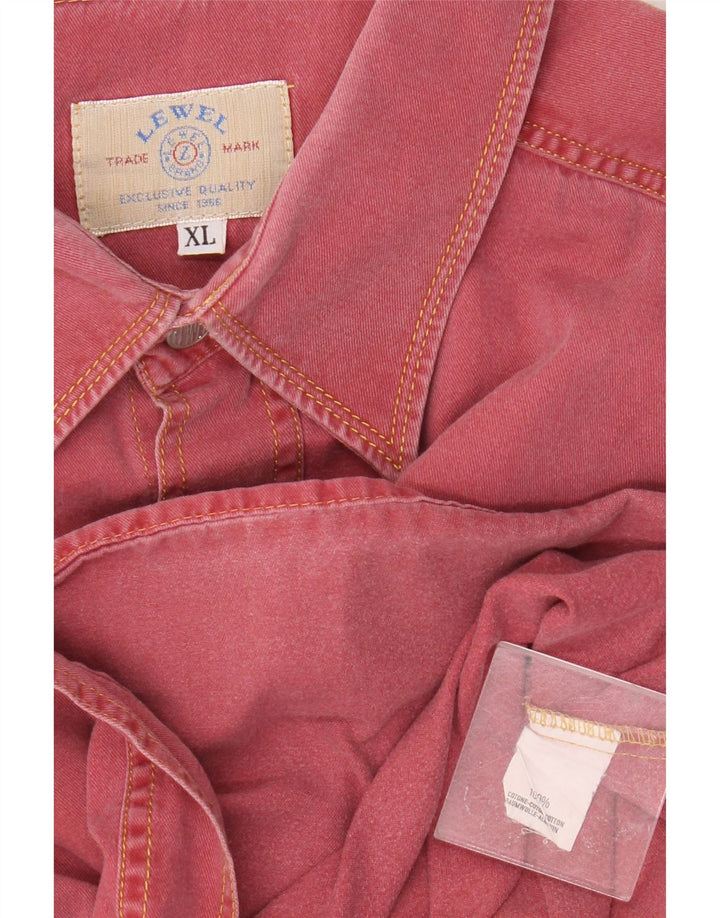 Vintage męska koszula dżinsowa XL, różowa, bawełniana