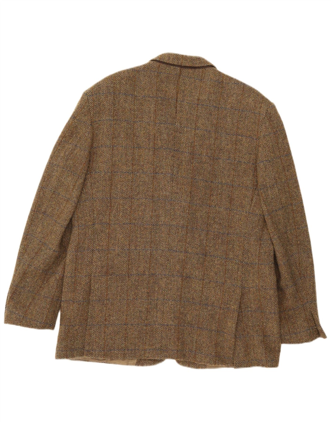 HARRIS TWEED Męska marynarka zapinana na 2 guziki UK 44 2XL Khaki Wełna w kratę