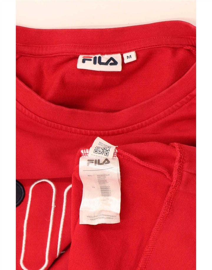 Męska bluza z grafiką Fila, średnio czerwona, bawełniana