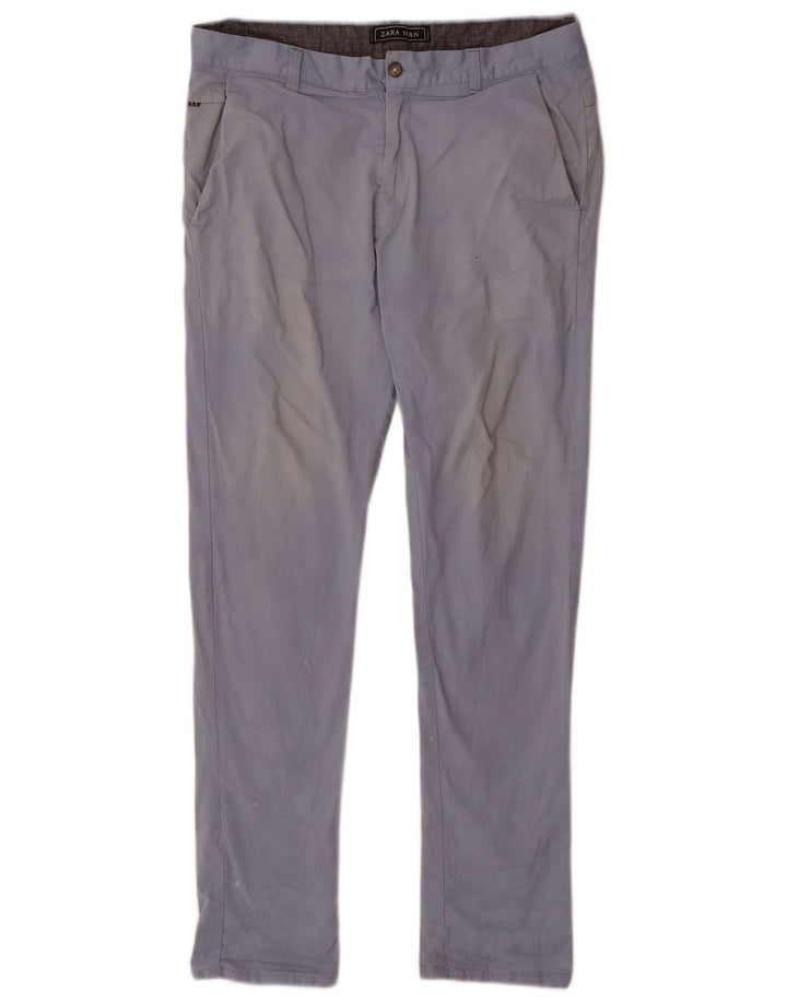 Męskie spodnie typu slim chino Zara W32 L30 niebieskie