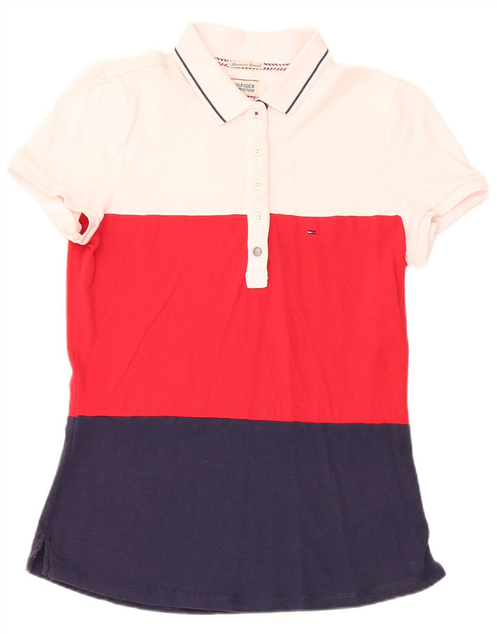 Damska koszulka polo Tommy Hilfiger UK 12, średnia, wielokolorowa, z blokami kolorów
