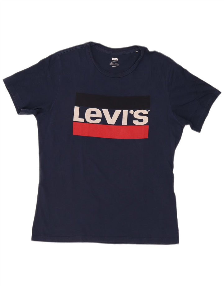 Męski T-shirt z grafiką LEVI'S, mały, granatowy