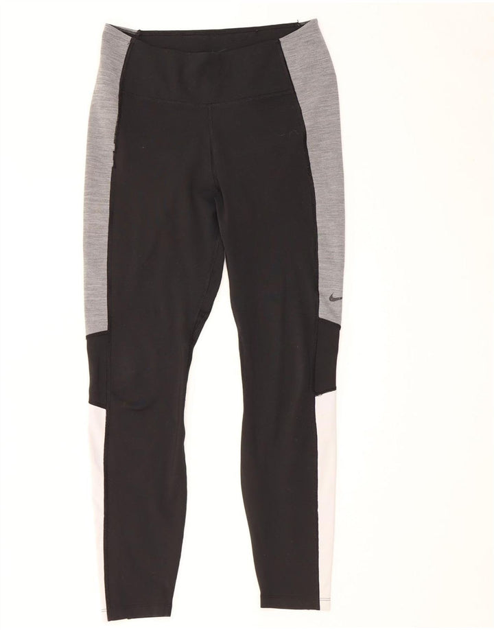 Damskie legginsy Nike Dri Fit UK 12, poliester w kolorze średniej czarnej kolorystyki