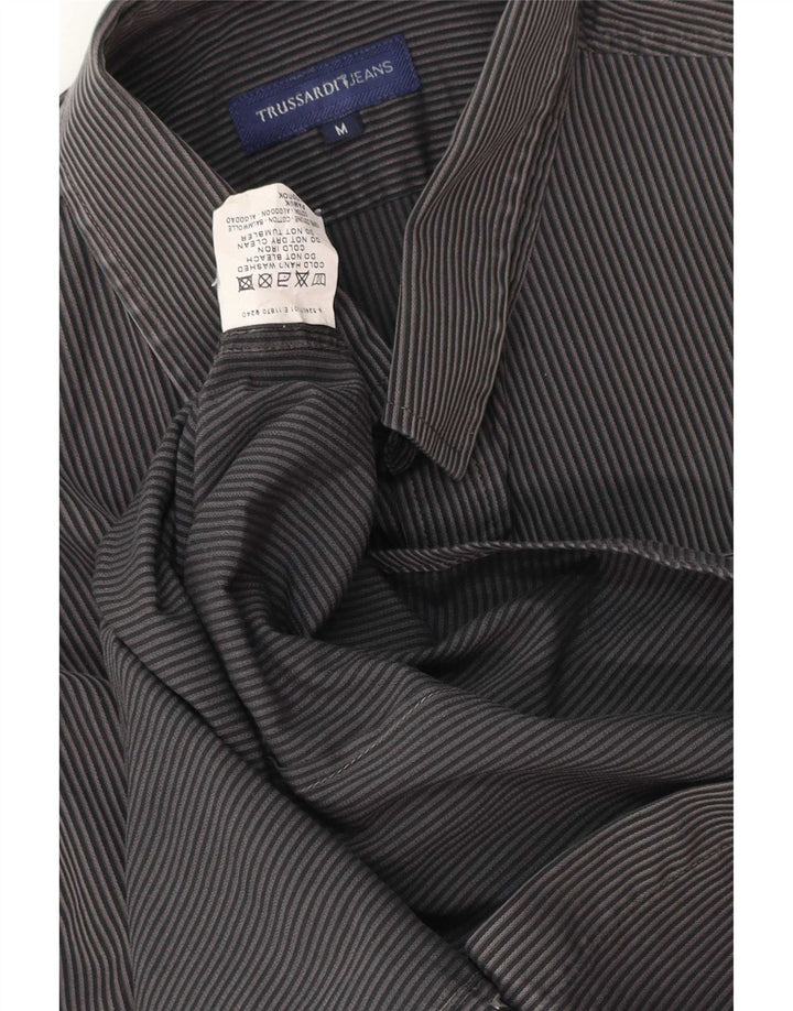Koszula męska Trussardi Jeans Średnioszara, bawełniana w prążki