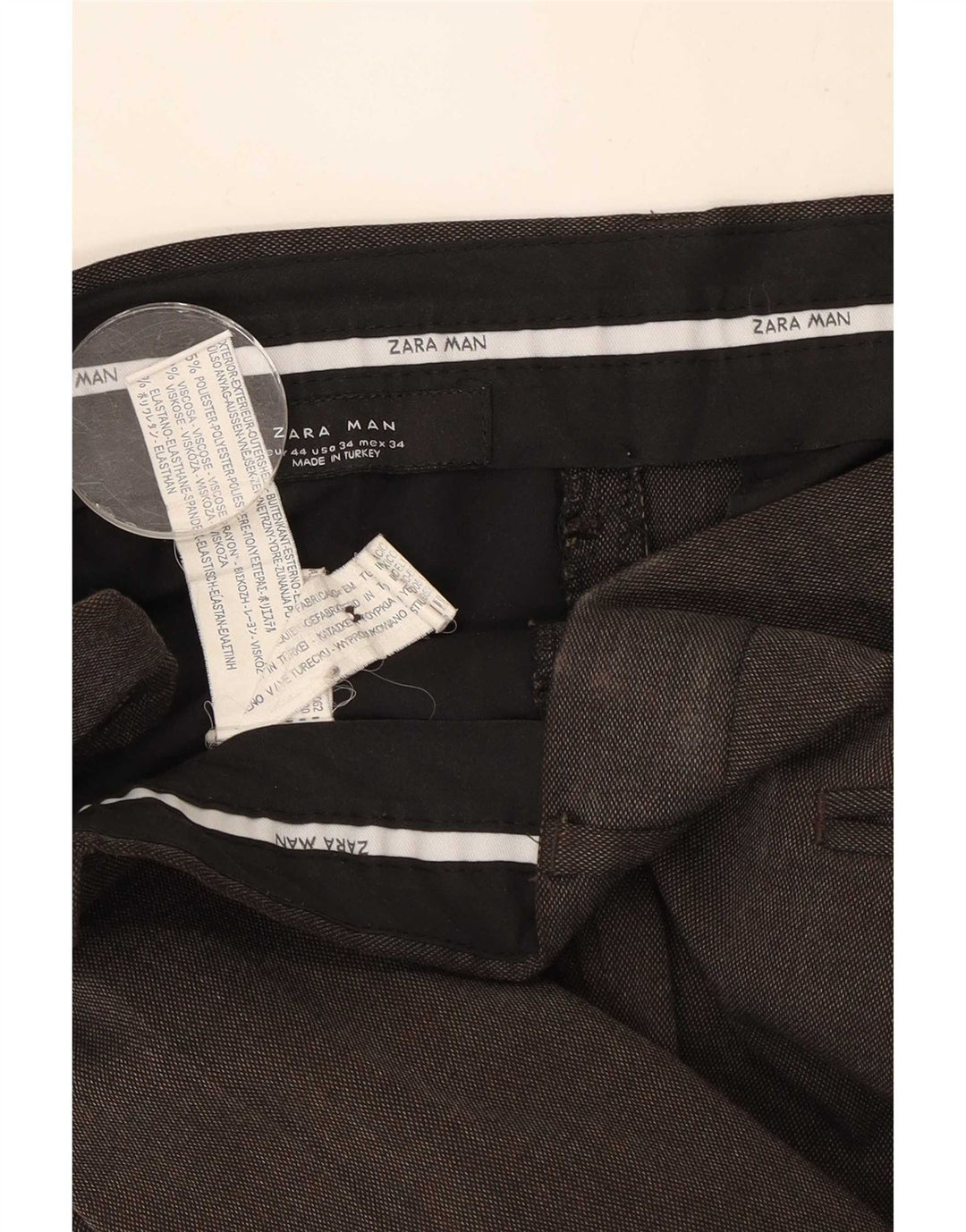 Męskie proste spodnie garniturowe Zara EU 44 Large W34 L33 Brązowy poliester