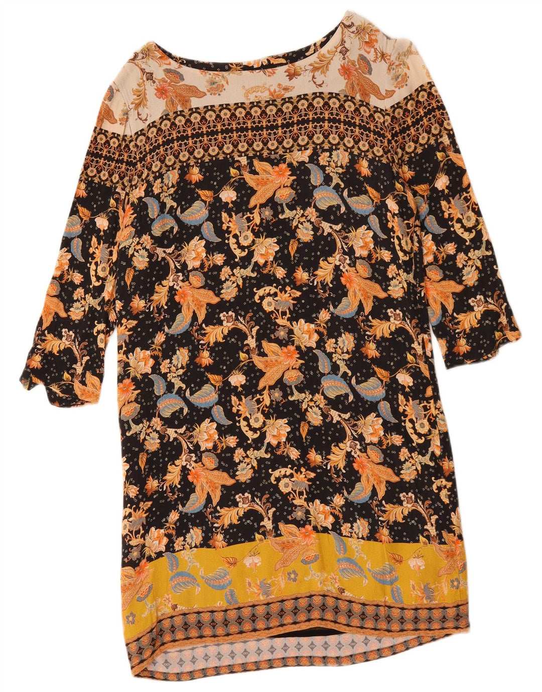 DESIGUAL Damska sukienka typu shift z rękawem 3/4 EU 42, duża, wielokolorowa w kwiaty