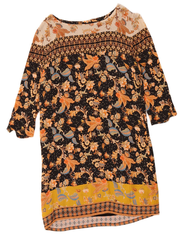 DESIGUAL Damska sukienka typu shift z rękawem 3/4 EU 42, duża, wielokolorowa w kwiaty